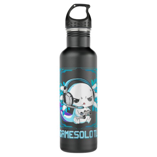 Gamesolotl Axolotl Video Gamer Kawaii Anime Gift B Edelstahlflasche (Vorderseite)