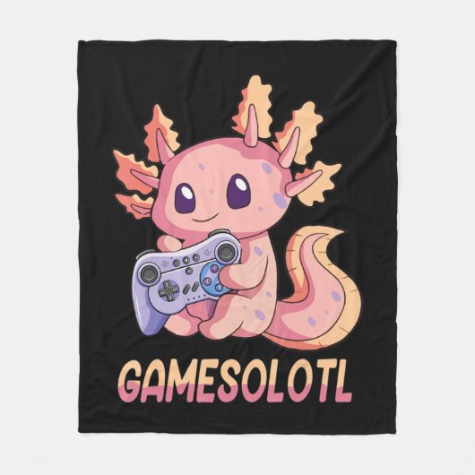 Gamesolotl Axolotl Video Gamer Kawaii Pastel Goth Fleecedecke (Vorderseite)