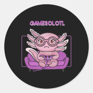 Gamesolotl Axolotl Video Gamer Kawaii Pastel Goth Runder Aufkleber