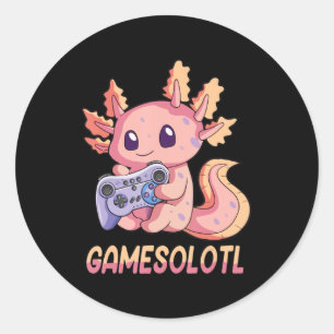 Gamesolotl Axolotl Video Gamer Kawaii Pastel Goth Runder Aufkleber