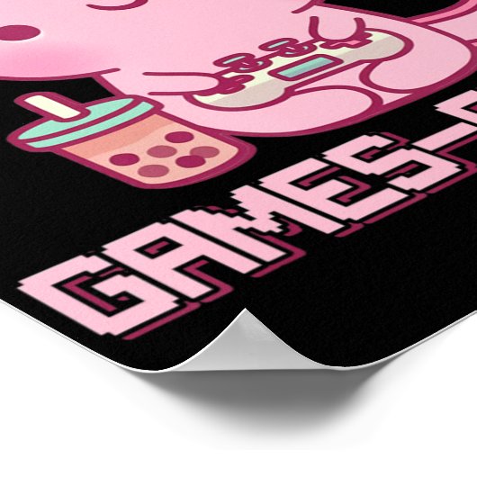 Gamesolotl Axolotl Video Games Kawaii Anime Gamer Poster (Ecke)