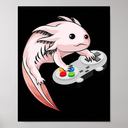 Gamesolotl Axolotl Video Games Kawaii Anime Gaming Poster (Vorne)