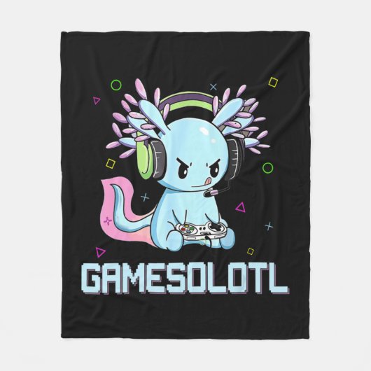 Gamesolotl Niedlich Axolotl Video Gamer Kawaii Ani Fleecedecke (Vorderseite)