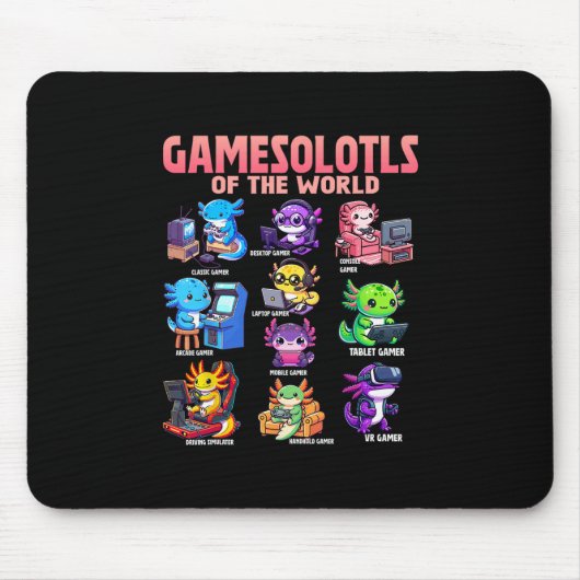 Gamesolotls Of The World Diverse Gamer Axolotl Ani Mousepad (Vorne)