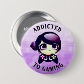 Gaming angepasst | Niedlich Kawaii Girl Gamer Button (Vorne & Hinten)