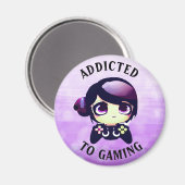 Gaming angepasst | Niedlich Kawaii Girl Gamer Magnet (Vorderseite/Rückseite)