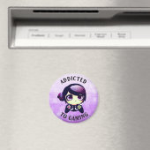 Gaming angepasst | Niedlich Kawaii Girl Gamer Magnet (In Situ (Geschirrspüler))