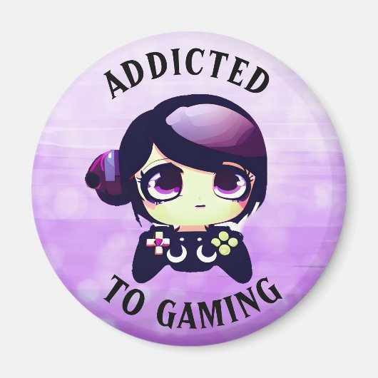 Gaming angepasst | Niedlich Kawaii Girl Gamer Magnet (Vorne)