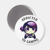 Gaming angepasst | Niedlich Kawaii Girl Gamer Magnet (Vorderseite/Rückseite)