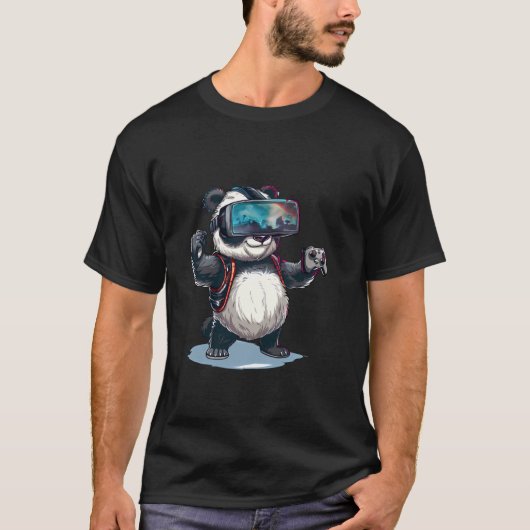 Gaming Animals - Panda Bären spielen Console Video T-Shirt (Vorderseite)