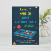 Gaming Arcade Birthday Invitation Einladung (Stehend Vorderseite)
