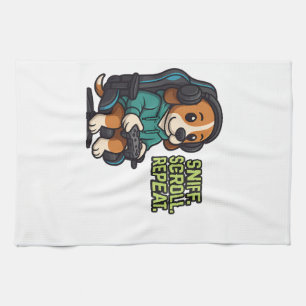Gaming Beagle Cartoon Kapuzenpullover Gamer Hund D Geschirrtuch