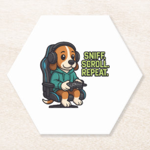 Gaming Beagle Cartoon Kapuzenpullover Gamer Hund D Untersetzer