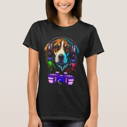Gaming Beagle Dog Player Animal Video Gamer Men K T-Shirt (Vorderseite)