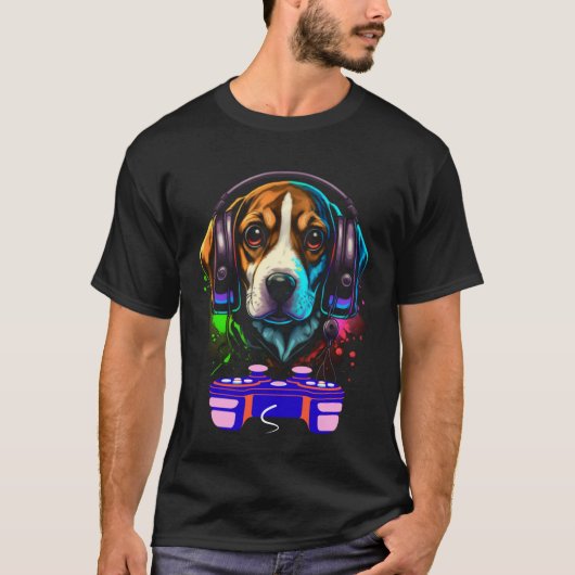 Gaming Beagle Dog Player Animal Video Gamer Men K T-Shirt (Vorderseite)