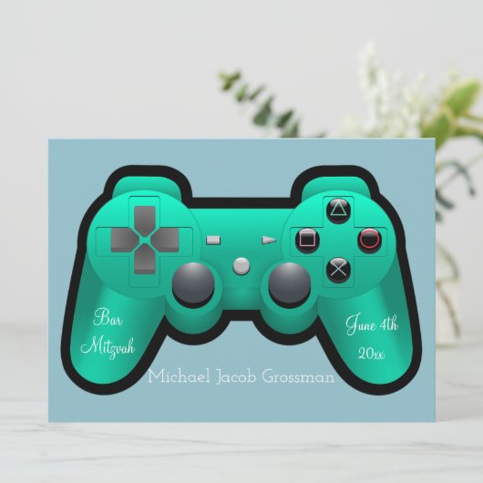 Gaming, Controller, Bar Mitzvah, Einladung (Stehend Vorderseite)