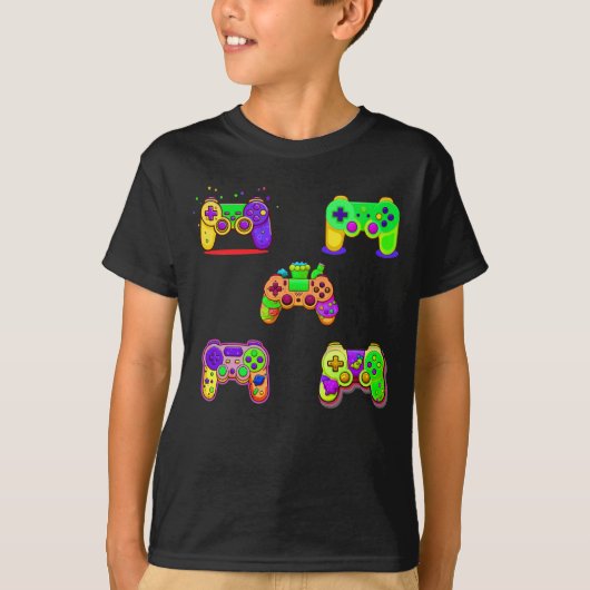 Gaming-Controller für farbenfrohe Videospiele T-Shirt (Vorderseite)