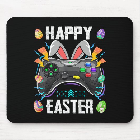 Gaming-Controller mit sonnigen Ohren Funny Easter Mousepad (Vorne)