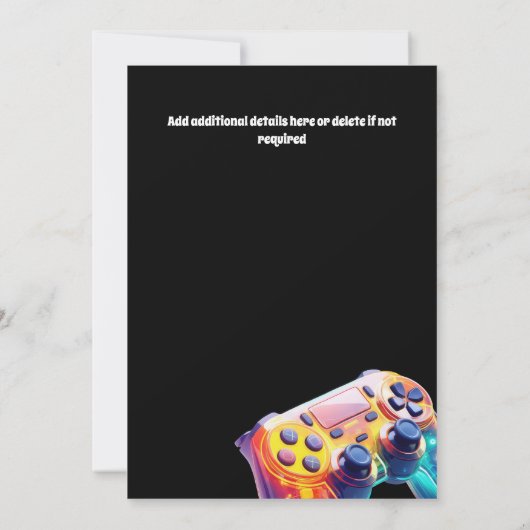 Gaming-Controller Orange Black Neon Gamer Party Einladung (Rückseite)