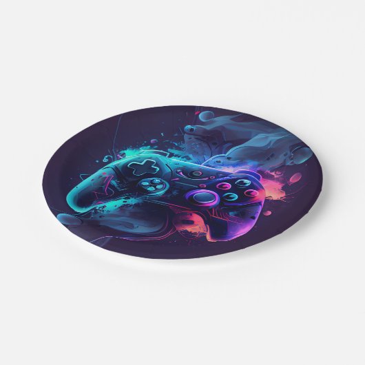 Gaming-Controller-Party Pappteller (Schrägansicht)