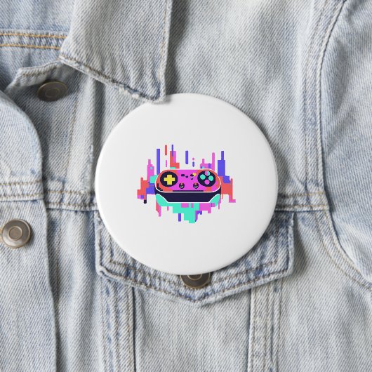 Gaming controller pixelated badge 10cm button (Beispiel)