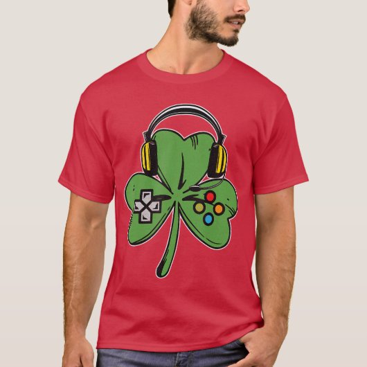 Gaming-Controller St. Patricks Day Shamrock Gamer T-Shirt (Vorderseite)