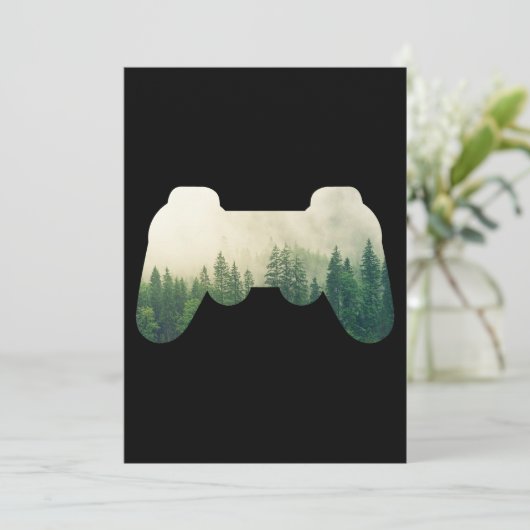 Gaming-Controller und Waldschutz Einladung (Stehend Vorderseite)