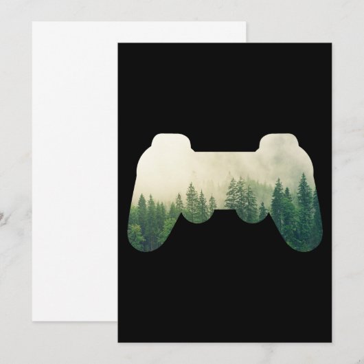Gaming-Controller und Waldschutz Einladung (Vorne/Hinten)