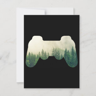 Gaming-Controller und Waldschutz Postkarte