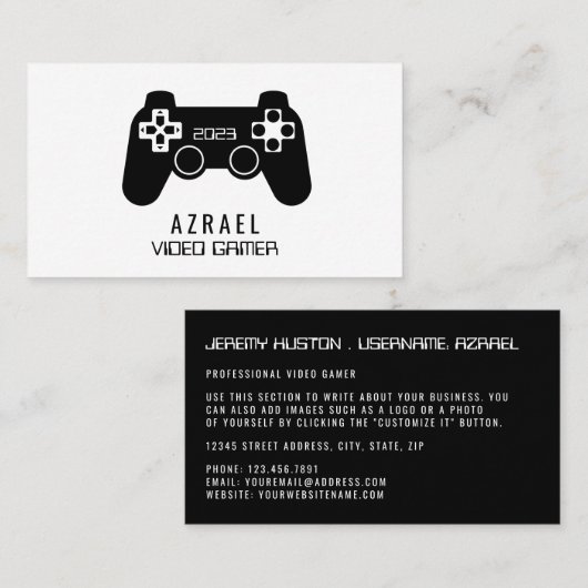 Gaming-Controller, Video Gamer Business Card Visitenkarte (Vorne/Hinten)