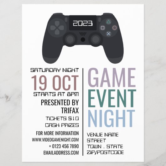 Gaming-Controller, Video-Gamer-Eventwerbung Flyer (Vorne)