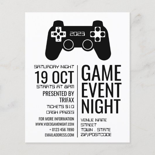 Gaming-Controller, Video-Gamer-Eventwerbung Flyer (Vorne)