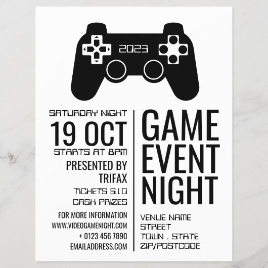 Gaming-Controller, Video-Gamer-Eventwerbung Flyer (Vorne)