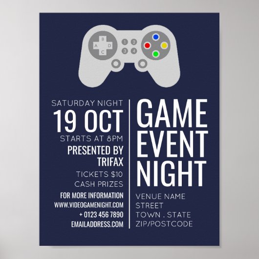 Gaming-Controller, Video-Gamer-Eventwerbung Poster (Vorne)