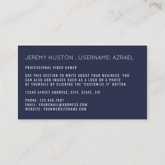 Gaming-Controller, Video-Gamer Visitenkarte (Rückseite)