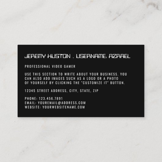 Gaming-Controller, Video-Gamer Visitenkarte (Rückseite)