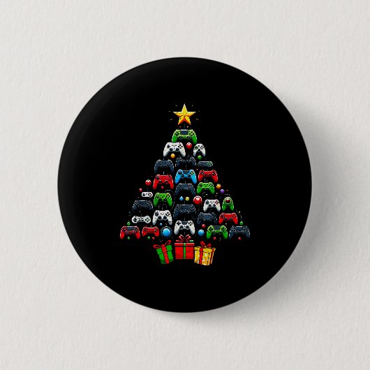 Gaming Controllers Christmas Tree Funny Gamer Boys Button (Vorderseite)