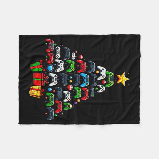 Gaming Controllers Christmas Tree Funny Gamer Boys Fleecedecke (Vorderseite (Horizontal))