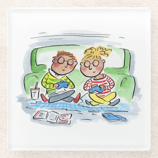 Gaming Couple Glasuntersetzer (Vorderseite)