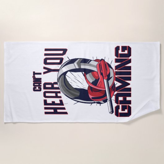 Gaming-Design mit Headset Strandtuch (Vorderseite)