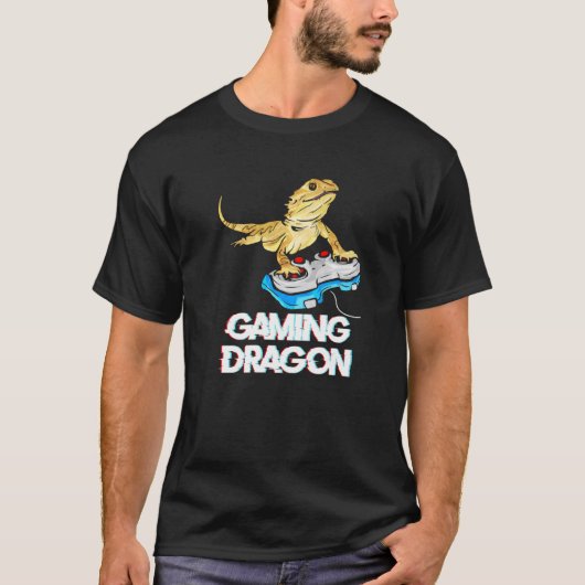 Gaming Dragon Gamer Bartete Dragon & Video Games T-Shirt (Vorderseite)