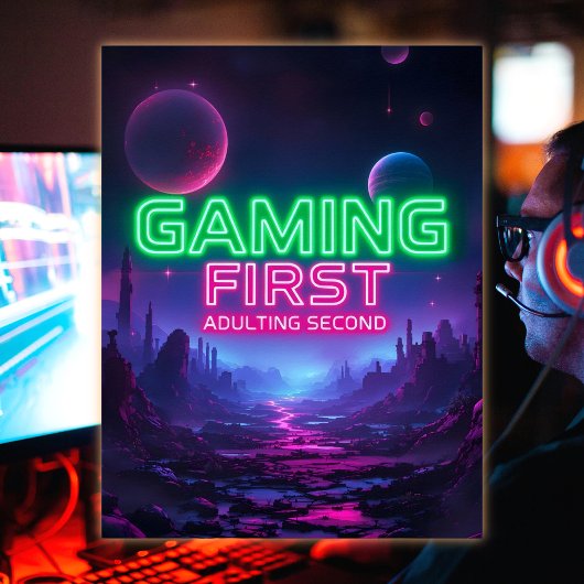Gaming Erste Erwachsene zweite dynamische Neonfarb Poster