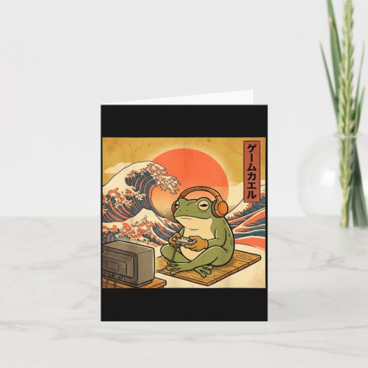 Gaming Frog Art Ukiyo-e Japanese Gamer Anime Men W Karte (Vorderseite)