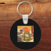 Gaming Frog Art Ukiyo-e Japanese Gamer Anime Men W Schlüsselanhänger (Vorderseite)
