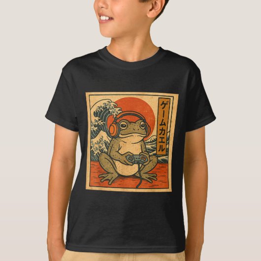 Gaming Frog Art Ukiyo-e Japanese Gamer Anime Men W T-Shirt (Vorderseite)