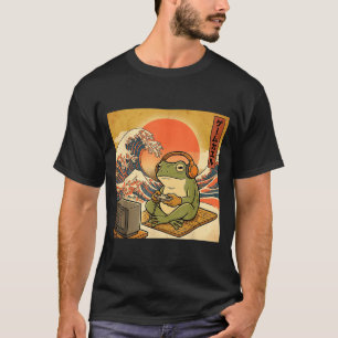 Gaming-Frosch-Kunst Ukiyo-e Japanischer Gamer Anim T-Shirt