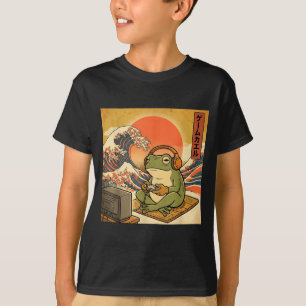 Gaming-Frosch-Kunst Ukiyo-e Japanischer Gamer Anim T-Shirt