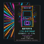 Gaming Fun Neon Glow Arcade Geburtstag Einladung<br><div class="desc">Mit unserer Arcade Birthday Party Einladung stärken Sie Ihre Feier! Mit einem unterhaltsamen Retro-Gaming-Thema ist diese Einladung perfekt für ein actionreiches Arcade-Party. Lassen Sie sich von Ihren Veranstaltungsdetails persönlich beraten und laden Sie zum Spielen und Erlebnis ein. Ideal für Kinder,  Jugendliche und Arkadenliebhaber jeden Alters!</div>