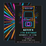 Gaming Fun Neon Glow Arcade Geburtstag Einladung<br><div class="desc">Mit unserer Arcade Birthday Party Einladung stärken Sie Ihre Feier! Mit einem unterhaltsamen Retro-Gaming-Thema ist diese Einladung perfekt für ein actionreiches Arcade-Party. Lassen Sie sich von Ihren Veranstaltungsdetails persönlich beraten und laden Sie zum Spielen und Erlebnis ein. Ideal für Kinder,  Jugendliche und Arkadenliebhaber jeden Alters!</div>