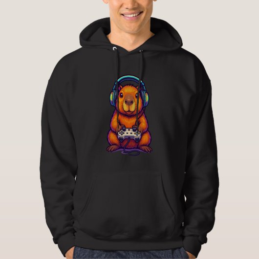 Gaming Gamer Gamer Capybara Funny   1 Hoodie (Vorderseite)